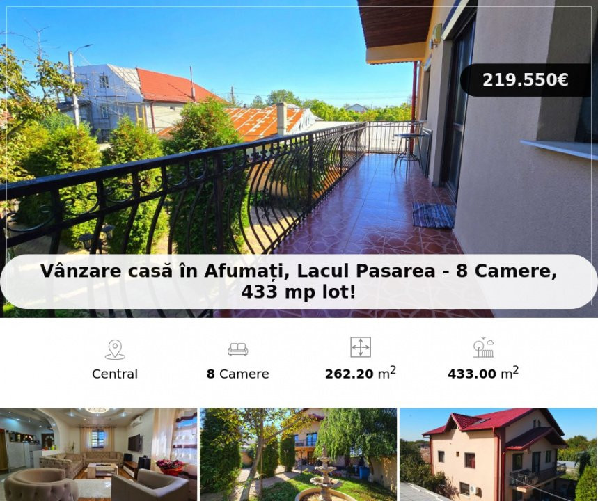Vânzare casă în Afumați, Lacul Pasarea - 8 Camere, 433 mp lot!