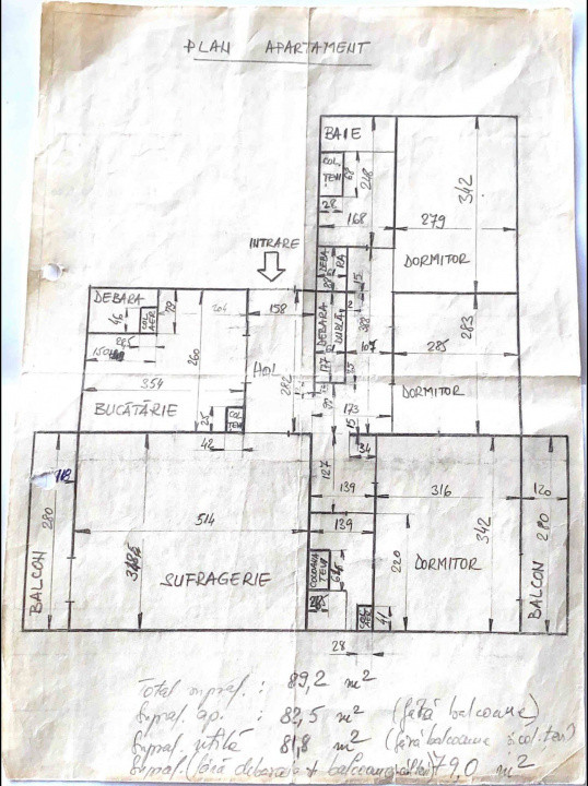 Apartament cu 4 camere | 89,2 mp | 2 bai | 2 Balcoane | Dunavat 14 | De Renovat 
